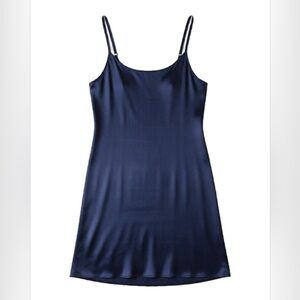 Chic Midnight Blue Satin Mini Dress